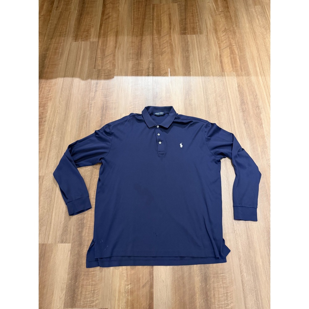 Polo Golf Ralph Lauren Polo Shirt Mens L Blue Long Sleeve Pima Cotton Logo